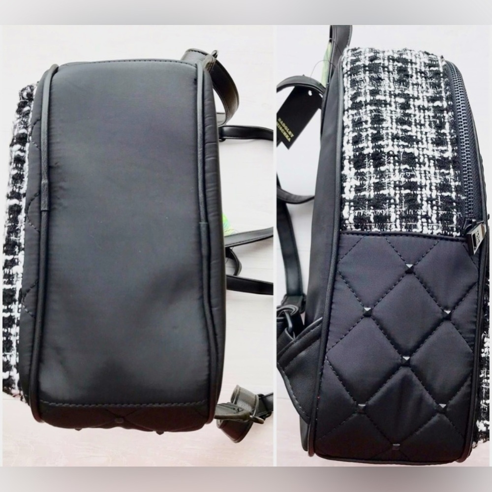 Badgley Mischka BNWT Big Diamond Quilted Nylon Tweed Backpack in packaging - Picture 6 of 8